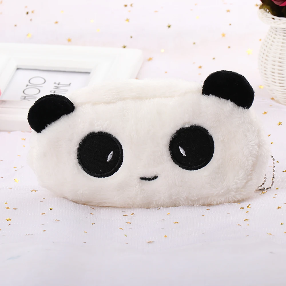 

1pc Panda Soft Plush Pencil Pen Case New Cartoon Cute Makeup Cosmetic Pouch School Supplies Gift Stationery Winter Coin Bags