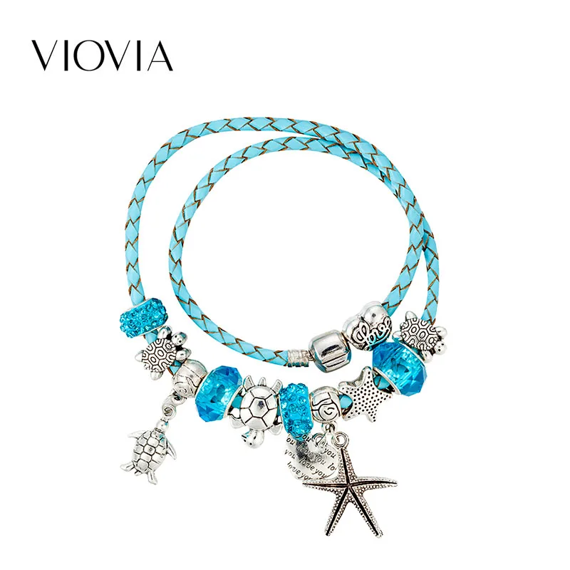 Лидер продаж подвеска VIOVIA из серии Sea синее очарование женский браслет с