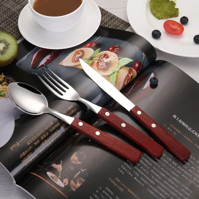 

Western steak cutlery three pieces dinnerware set Tableware soup spoon desert fork