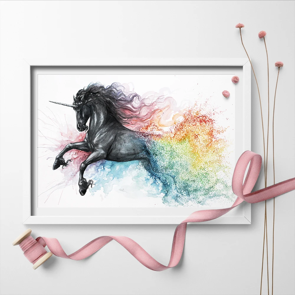 wall art picture watercolor unicorn modern animal wall art canvas
