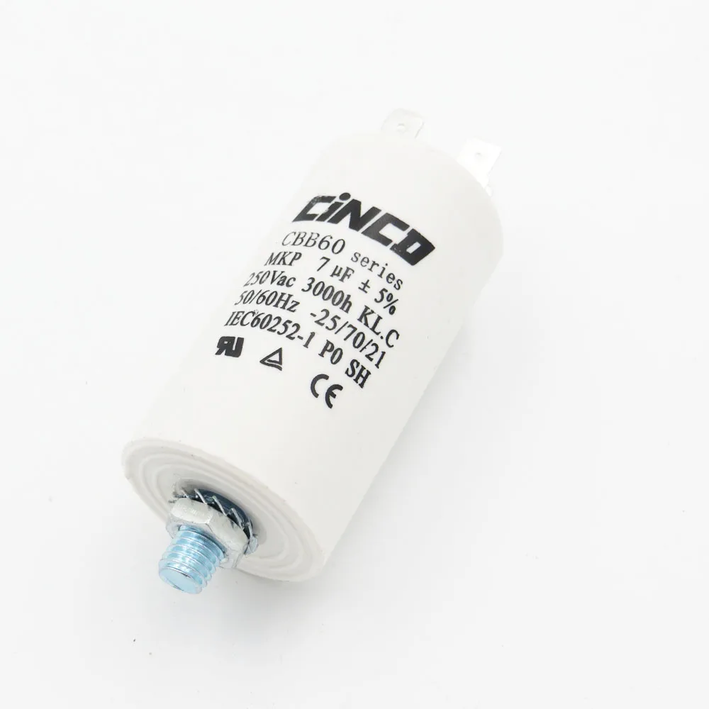 7 MFD 250VAC CBB60 моторные конденсаторы 4pin SH DB полипропиленовая Пленка Ac 250V 220V Водяной