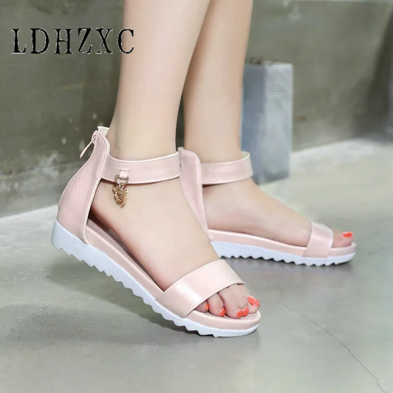 

LDHZXC Women Sandals Size 34-43 Band Ankle-Wrap Buckle Strap Wedges Heel Summer Sweet Woman Fashion Shoes