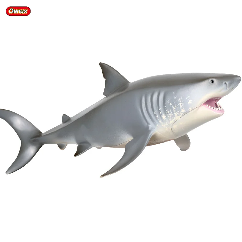 

Oenux Sea Life Animals Great White Shark Simulation Marine Big Shark Action Figures PVC Model Lifelike Educational Toy For Kids