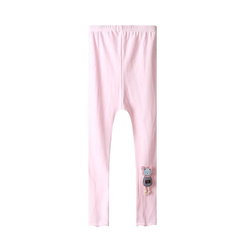 Детские штаны для девочек новые милые леггинсы с медведями для девочек, однотонные штаны до щиколотки детские леггинсы, штаны - Цвет: pink bear