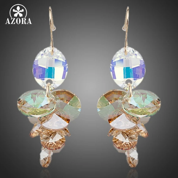AZORA Unique Design Gold Color Stellux Austrian Crystal Water Drop Drop Earrings TE0083