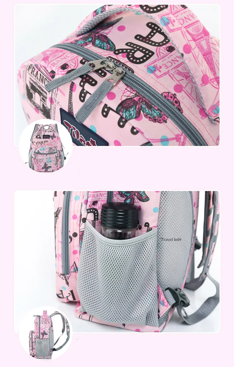 Розовая принцесса Высокое качество дорожные сумки Оксфорд Spinner multi плеча чемодан колёса 18 дюймов вести Сумки на колёсиках