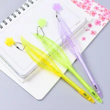 36pcs/lot Direct Cartoon Creative Plastic Feather Shape Gel Pen Pen Office Pen Personality Pen Stationery Ornaments deli 9139 creative apple shape plastic pen holder green