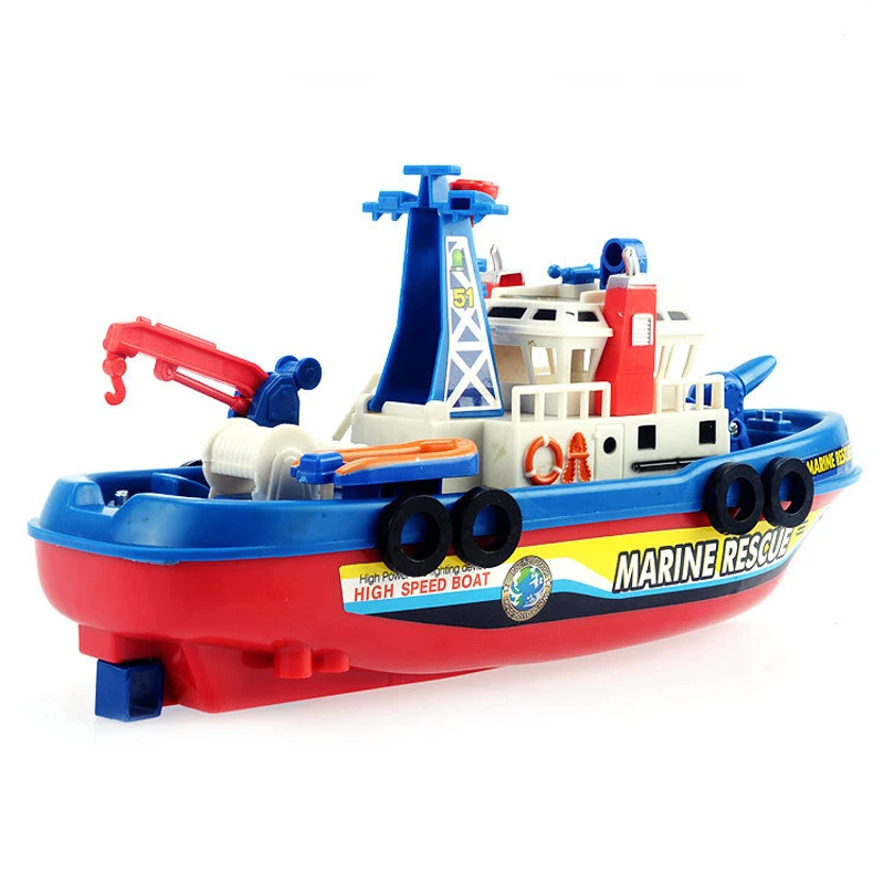 1 шт. пожарная лодка морская спасательная модель игрушки Лодка дети Электрический высокоскоростной музыкальный светильник лодка распылитель воды электрическая развивающая игрушка
