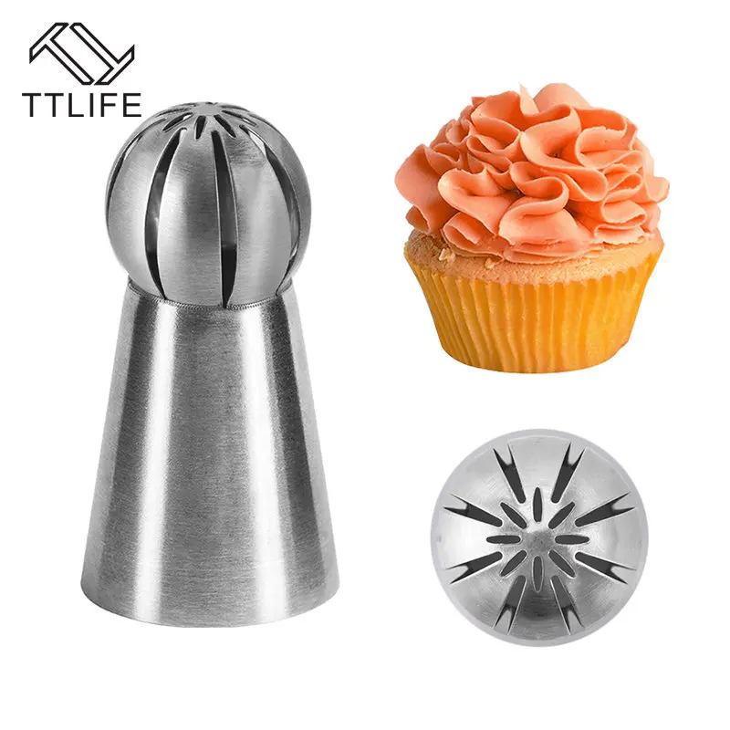 

TTLIFE 1pc Icing Piping Nozzle Stainless Steel Russian Ball Nozzle Sugarcraft Pastry Tips Cake Decorator Baking Tool