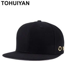 TOHUIYAN Мужская и женская однотонная черная бейсболка, кепка в стиле хип-хоп с плоским козырьком, бейсболка s унисекс, регулируемая косточка Gorras