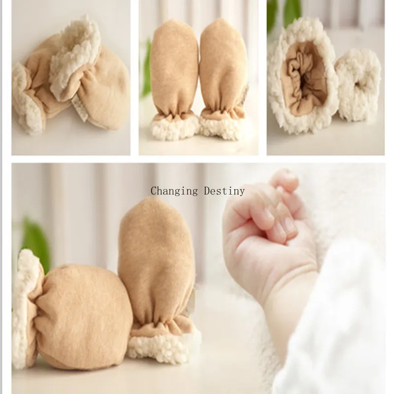 

0-12 Months Children's Gloves Anti - Scratching Face Organic Pure Cotton Wool Baby Glove Winter Keep Warm Baby Born Gloves