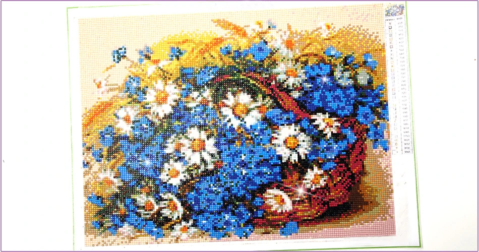 Diamond Painting Blue Flowers Golden Lace Noble Decorative 5D Full Mosaic Sadoun.com