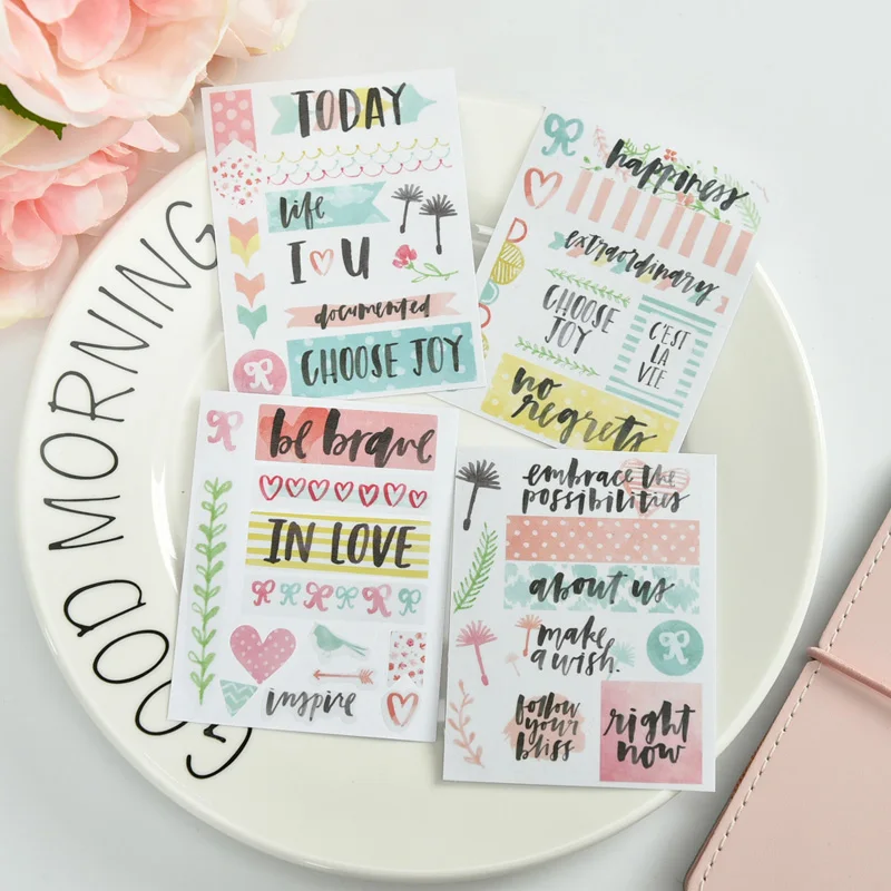

KLJUYP 4pc In Love Self- adhesive Paper Sticker for Scrapbooking Happy Planner/Card Making/Journaling Project