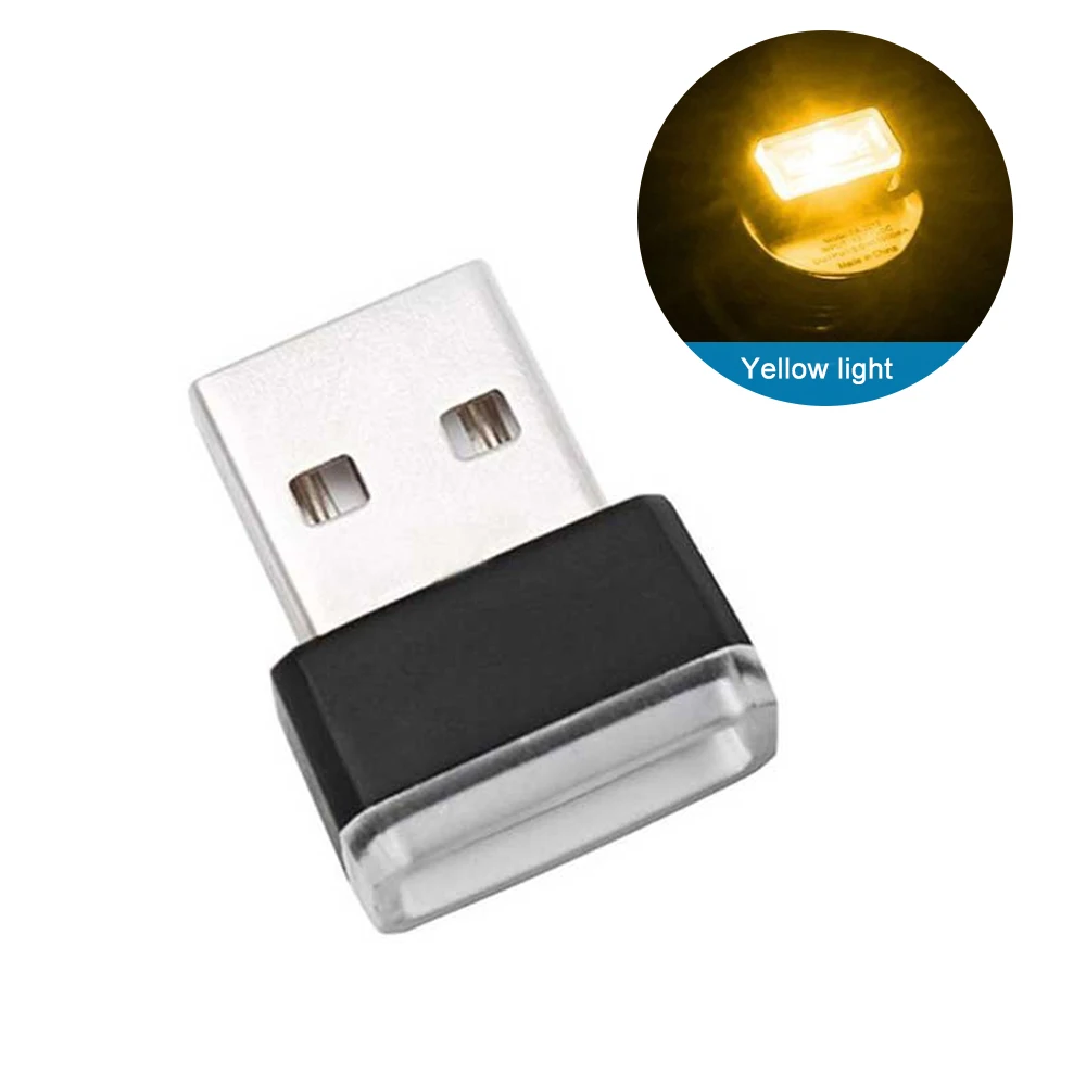 Интерьер автомобиля USB атмосферный свет разъем Декор лампы для Brabus smart 451 450 значок выхлопной эмблемы - Цвет: Цвет: желтый