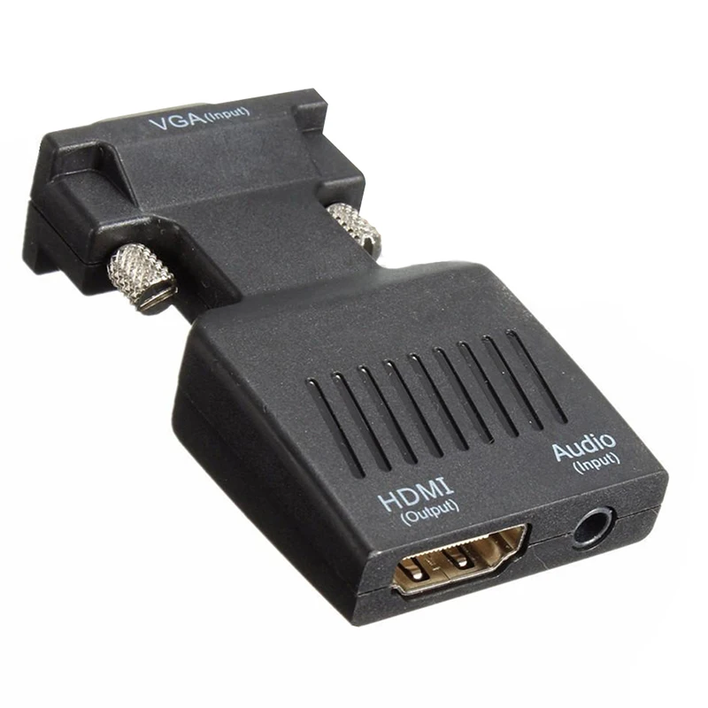 ABKT-1080P VGA Мужской к HDMI Женский адаптер конвертер с USB аудио кабель - Цвет: Black