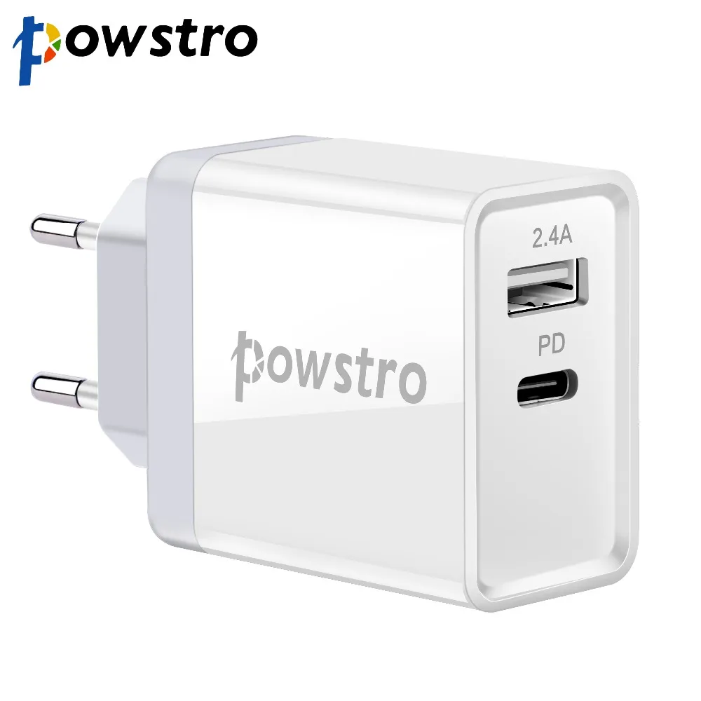 

Powstro 30W Type-C Wall Charger Power Delivery Phone Charger Adapter For MacBook/iPhone X/8Plus Xiaomi USB-C Portable PD Charger