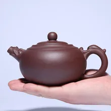 Чайник-с драконами грязи фиолетовая глина ручная работа кунг-фу