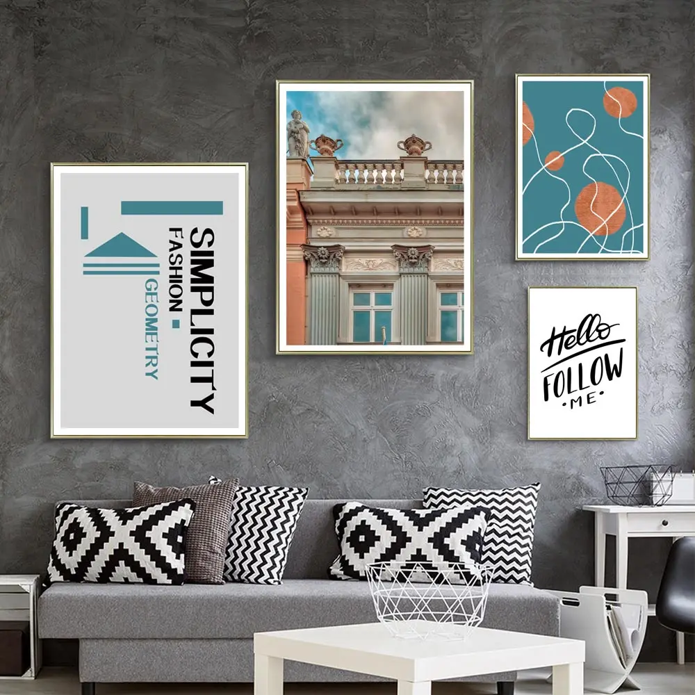 

Ancient Building Painting Vintage Nordic Poster Art Prints Abstract Wall Pictures Art Living Room Canvas Painting Print Unframed