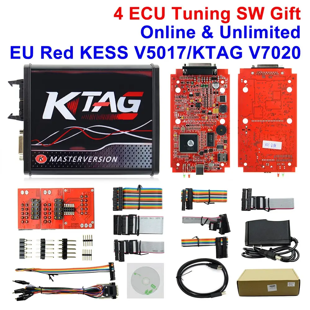 V2.47 V2.23 KESS V2 KTAG 7 020 4 светодиода красная печатная плата версия для ЕС 5 017 чип