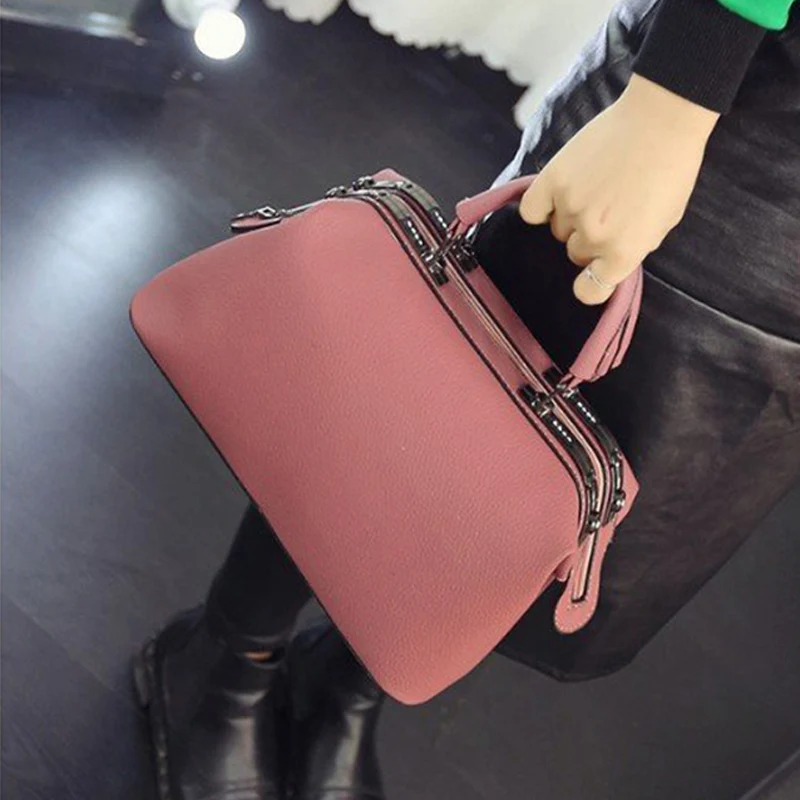 

MENGXILU Fashion Female Shoulder Bag Bowling PU Leather Women Handbags Vintage Messenger Bag Crossbody Bags Ladies Solid Design