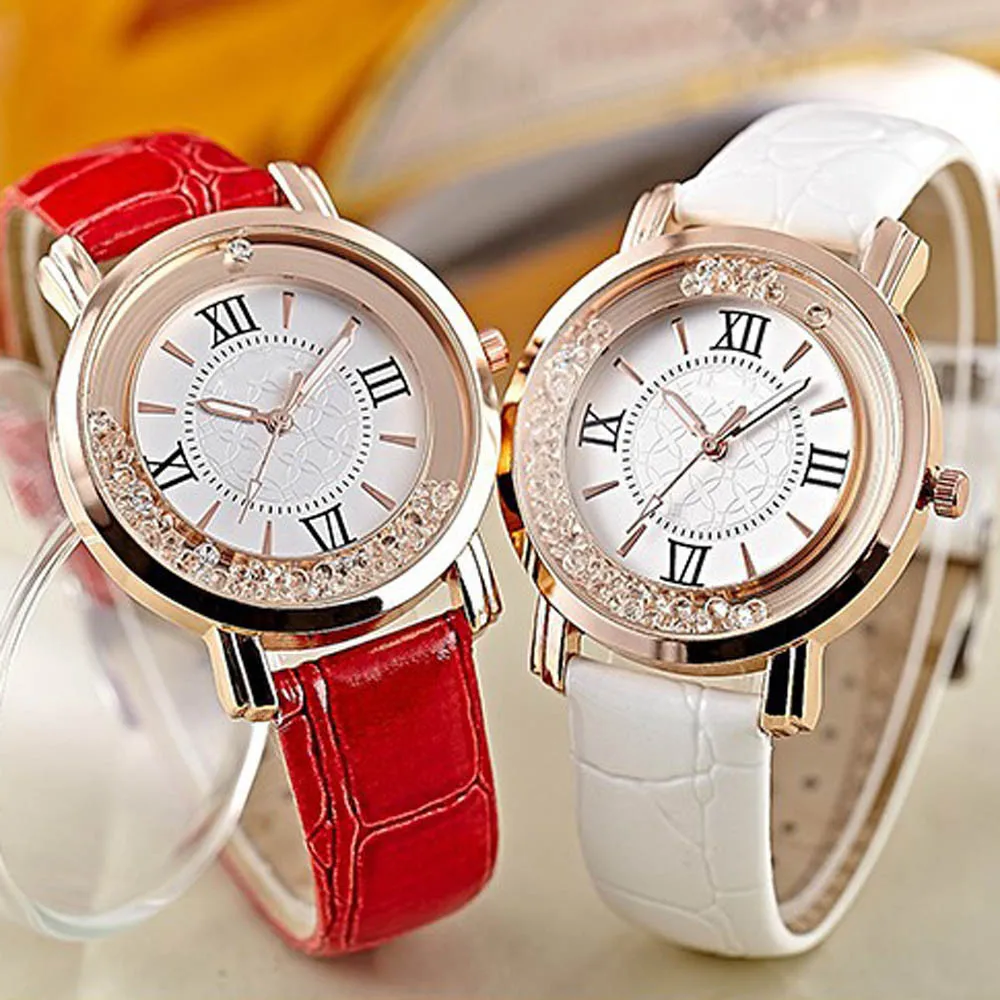 

Fashion Casual Women Watches Leather WatchBand Luxury Rhinestone Diamond Ladies Dress Quartz Wristwatches Woman business Clock