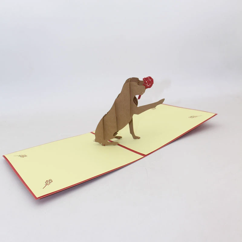  3D Handmade Valentine's Day Propose Show Love Flower Dog Paper Wedding Invitation Greeting Cards Gi - 33015817370