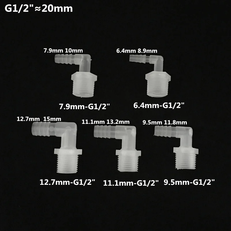 1 шт. 1/" резьба до 6,4 мм-12,7 мм пластиковый Локоть шланга разъем рыба трубка для резервуара адаптеры