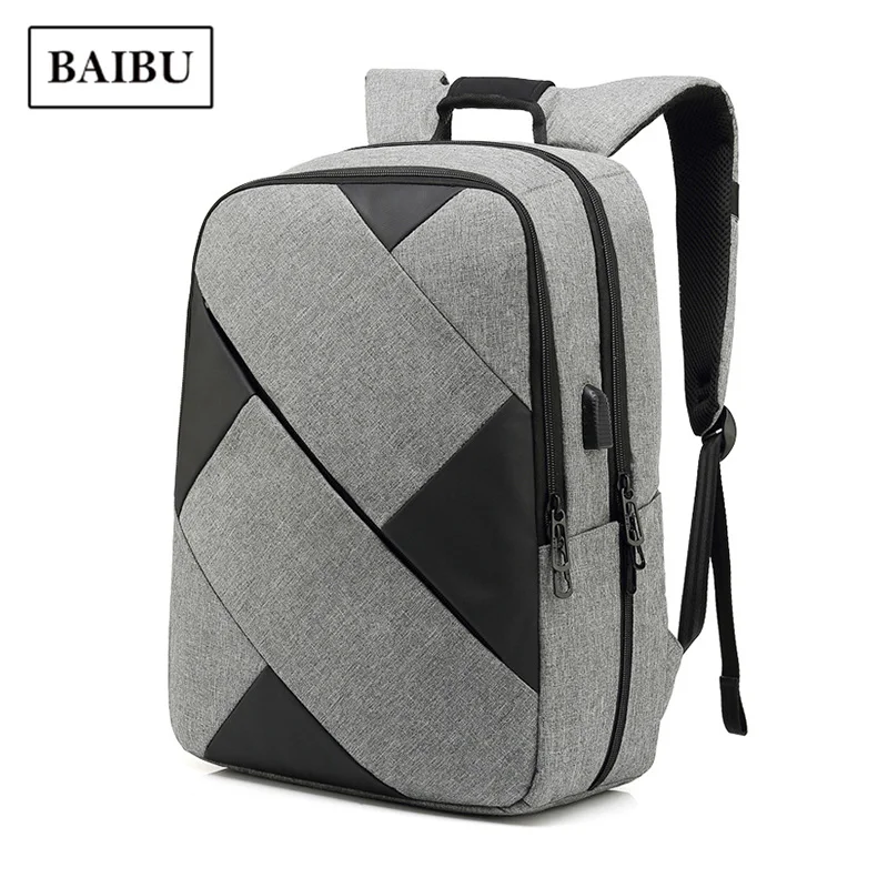 

BAIBU Men Backpack 2018 New Arrival Contrast Color Business Bag Pack Fashion Women Casual Travel Computer Bag Unisex School Bag