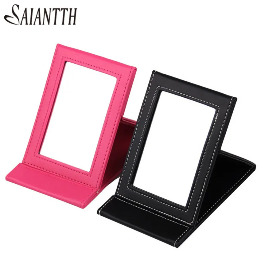 SAIANTTH beauty, для женщин, необходимое, новое зеркало для макияжа, розовый, черный, прямоугольный, складной, портативный, косметический инструмент, 17*11 см, espelho, макияж