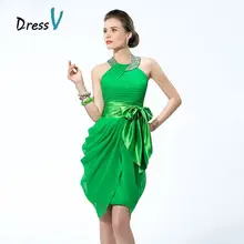 Best Selling Short Green Cocktail Dresses Pleated Beaded Halter Backless Party Dresses Homecoming Party Dresses Clubs Dresses
