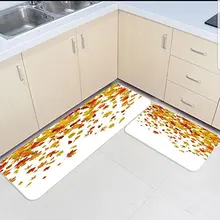 2 шт. кухонные подстилки И КОВРИКИ НАБОР осенний кленовый лист домашний декор Нескользящая зона бегун входной коврик