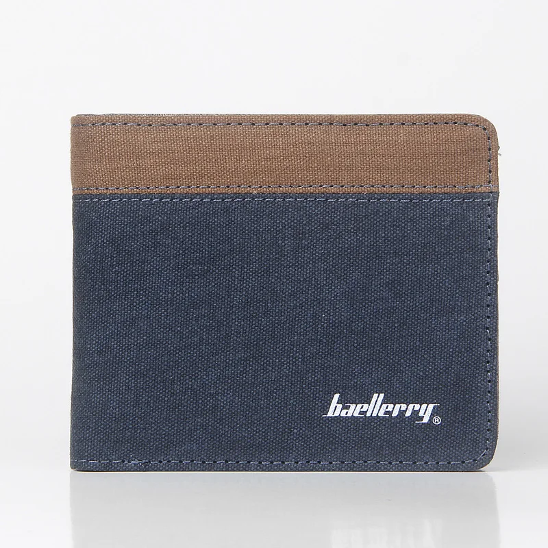  Hot Sale Fashion Men Wallets New Canvas Design Quality Blue Gray Color Casual Short Style Card Holder Purse Wallet Free Shipping 