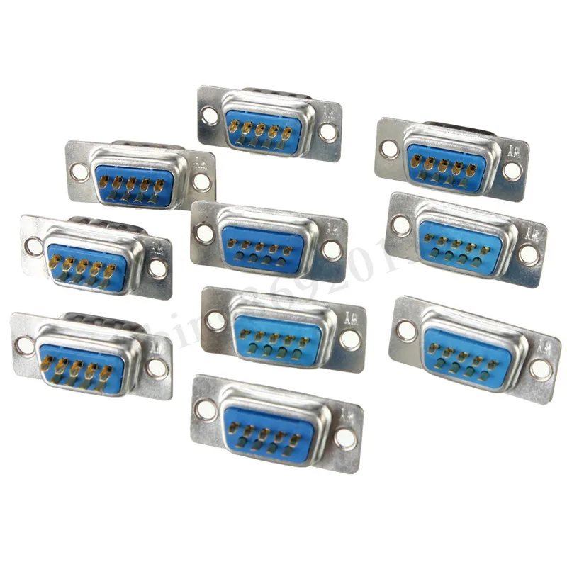 2pcs RS232 DB9 Serial VGA 9 Pin Female 2 Rows Solder Type Plug D-SUB Male Plug Socket Connector