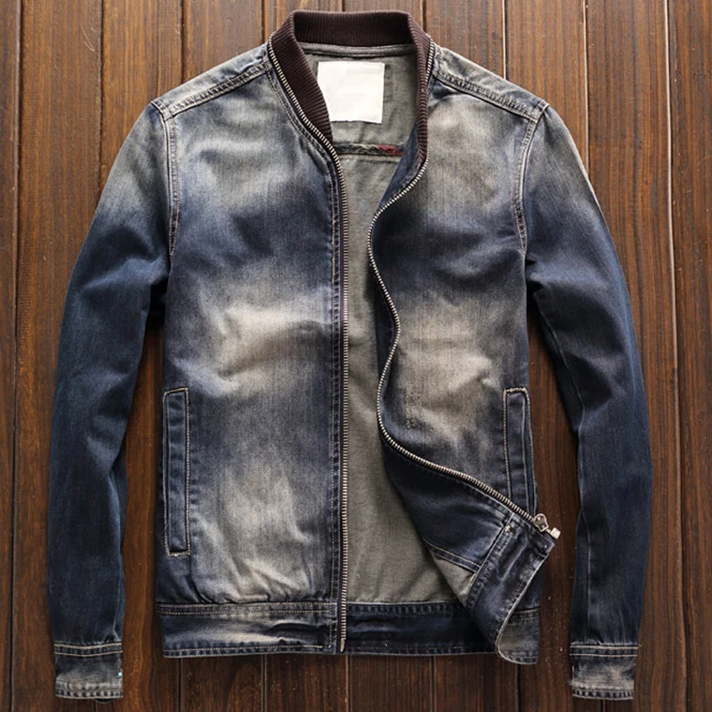 European Standard Mens Motorcycle Jeans Jackets and Coats Denim Overcoats XXXL Plus Size Slim Fit Spring Men's Biker A211 |