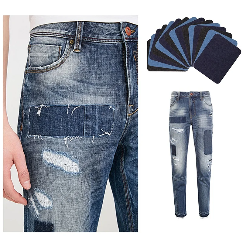 Iron-on Jeans Nylon Patches Denim Clothes Repair Decorative Stickers Gray