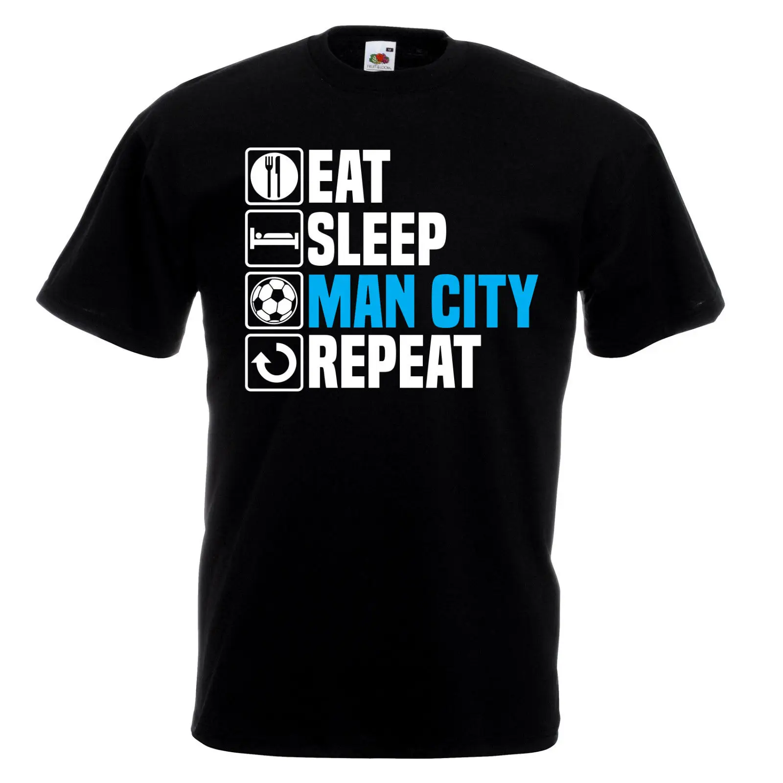 

Men Designer Clothes O-Neck Style Hip-Hop Tops Tees Eat Sleep Man City T Shirt Footballer Manchester Fathers Day Birthday Gift