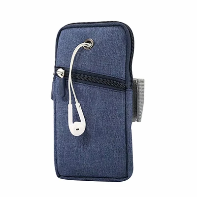 Универсальный спортивный Чехол для мобильного телефона, сумка на руку для смартфона, холщовый чехол, противоударный чехол для samsung, huawei, для iphone, сумка fundas - Цвет: Синий
