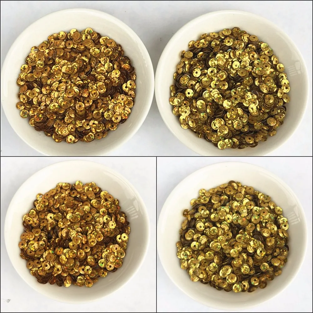

30g(6000pcs) 4mm Brilliant Laser Golden Round Cup loose Sequins for clothing Sewing,Wedding Craft,Women DIY Garment Accessories