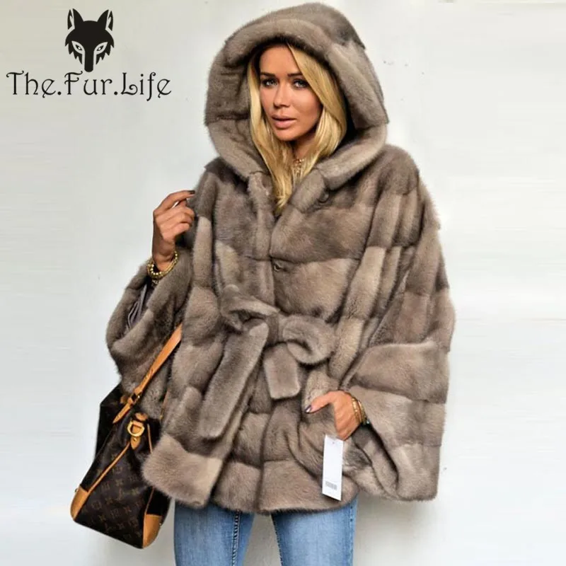 Buy Natural Real Fur Coat Women With Stand Collar Full