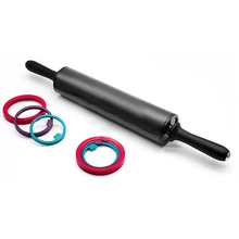 Скалка из нержавеющей стали тесто ролик с 3 съемными регулируемыми толстыми кольцами для длявыпечки для теста пиццы пирог выпечка паста