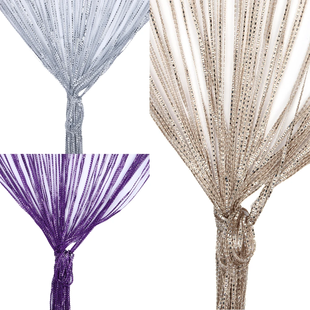 

1m* 2m Polyester Line String Curtains Door Window Panel Curtain Divider Yarn String Curtain Strip Tassel Drape Decor