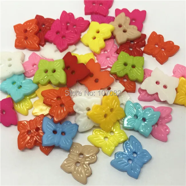 Free Shipping!1000pcs/lot 16*13mm Baby Cartoon Buttons Butterfly Shape Button Plastic Sewing Accessories Button For Scrapbooking