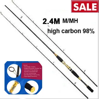 

2.4m high Carbon ultralight spinning rods fishing rod pole 2Tips M3.5-14g/ MH7-21g japan fishing rod carp fishing accessories