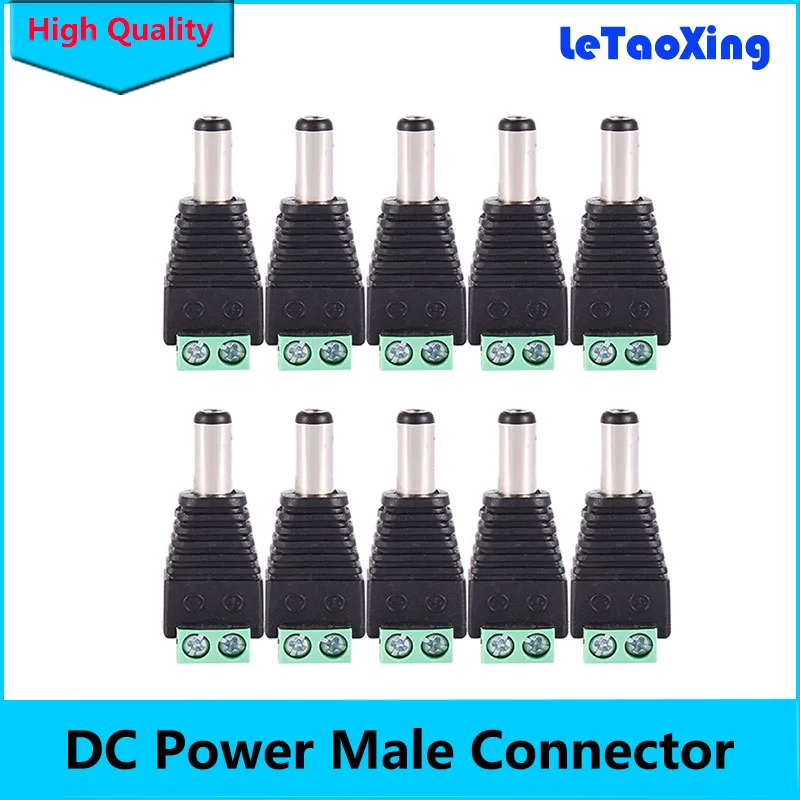 

10x 2.1x5.5mm DC Male Power Jack Plug Adapter Connector for CCTV Camera LED Strip Light