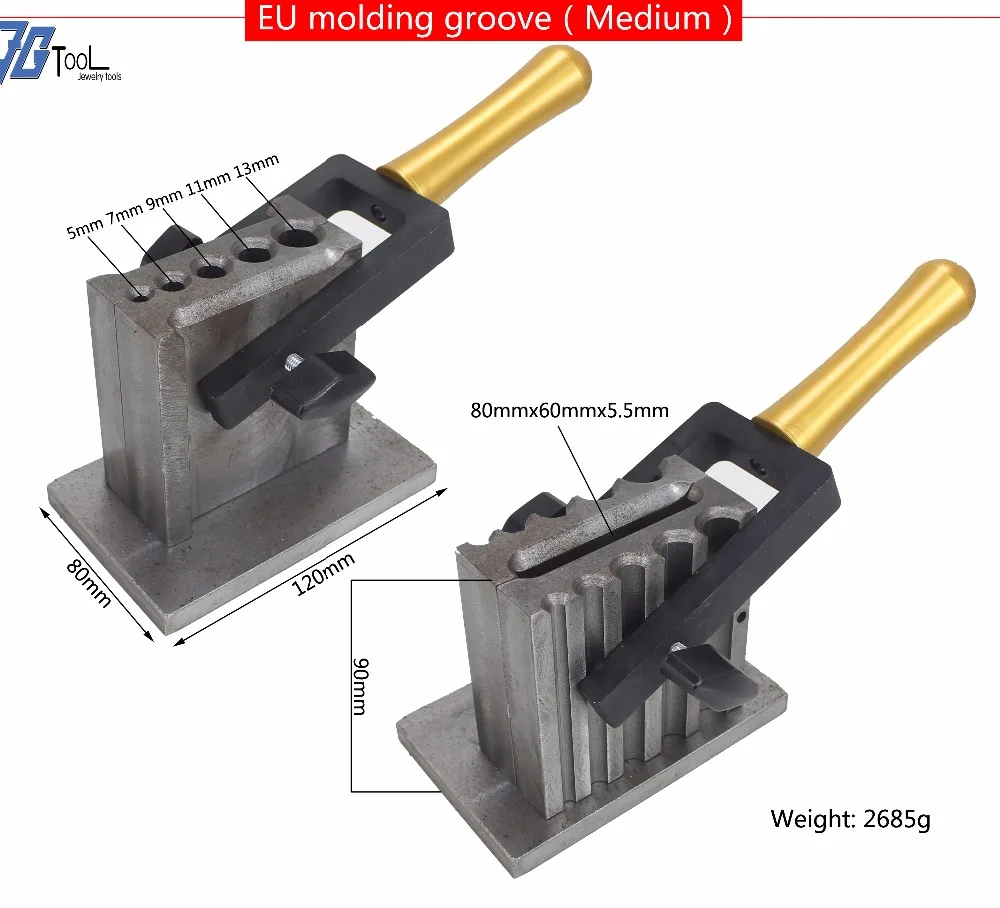 Золото/серебро/металл среднего размера ЕС литья канавка слитка плесень ювелирные изделия инструменты Размер Регулируемый