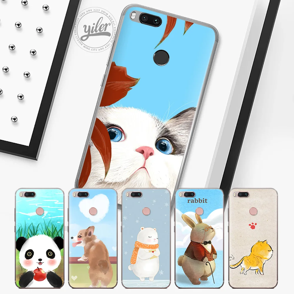 

Coque for XiaoMi Mi A1 Cases for Xiaomi Mi 8 Mi 5X 6 Cases for RedMi Note 5 4X 4 Panda Cat Cover for Redmi 4X 5A 5 5Plus Cases