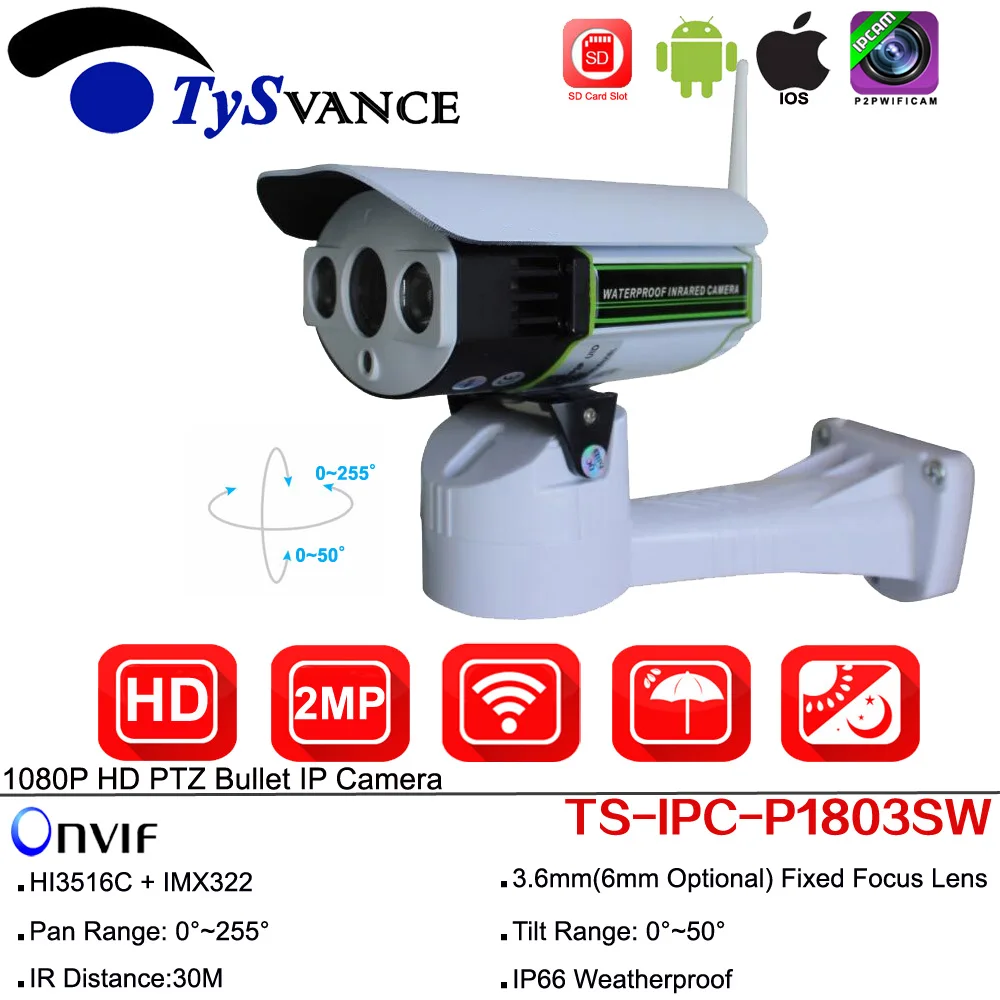 

Home Wireless Wifi Full HD 1080P 2MP 960P 1.3MP PTZ Bullet IP Camera Pan Tilt ONVIF IR SD Card Slot Webcam CCTV Security Camera
