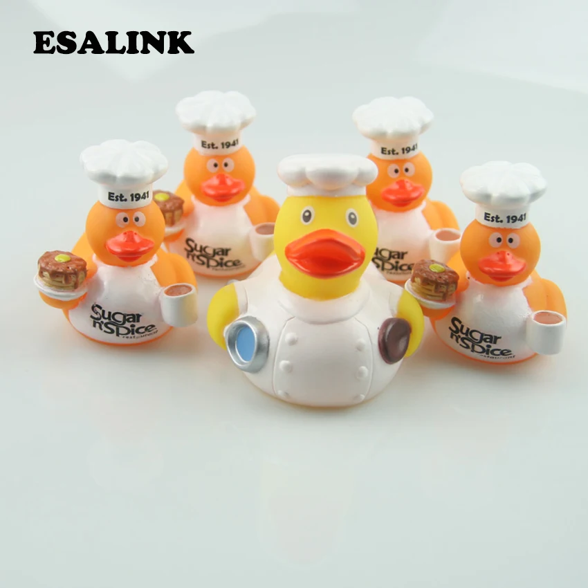 

5pcs/lot New arrival 2019 bathing water toys Cake chef the cook style floating rubber duck water game toys for children