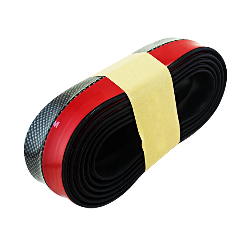 PQY-настоящее углеродное волокно резиновый мягкий черный бампер полоса автомобиля 60 мм ширина 2,5 м длина внешний передний бампер губы комплект бампер автомобиля