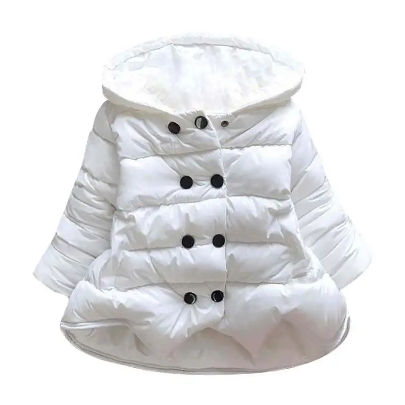 Baby Girls Jacket White Color Pincess Thicken Winter Coat Jacket Kids Hooded Warm Outerwear Coat